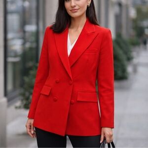 Source Unknown Red Double-Breasted Blazer